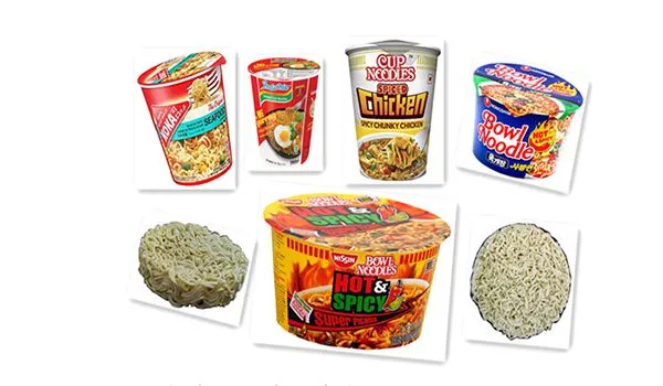 Fried cup or bowl instant noodle production line